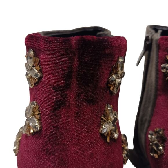 Faryl Roen Ankle Boots Sz 8.5 Maroon Colorblock Jeweled Cowgirl Boho Patchwork - Picture 8 of 16